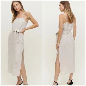 NEW! REFORMATION daphne linen midi dress oatmeal beige Small -no belt-
